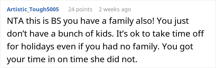 “She Lost It”: Person Refuses To Give Up Their Days Off Just Because They Don’t Have Kids “She Lost It”: Person Refuses To Give Up Their Days Off Just Because They Don’t Have Kids