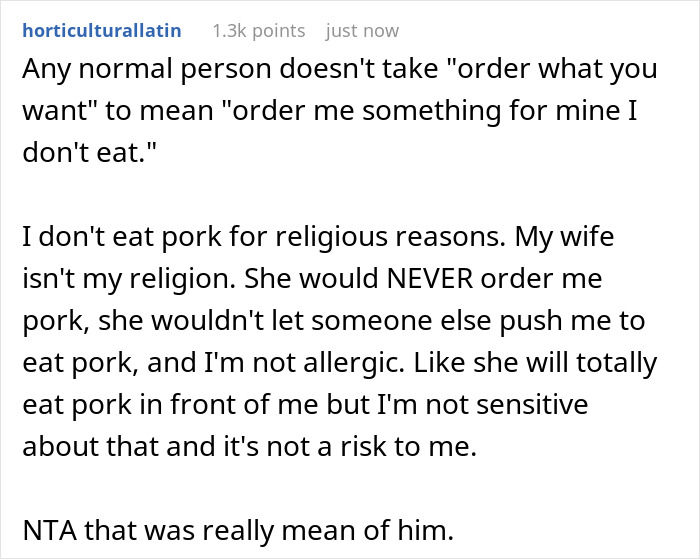 “AITA For Telling My Boyfriend To Order 'Whatever He Wants', Then Getting Upset With His Choice?”