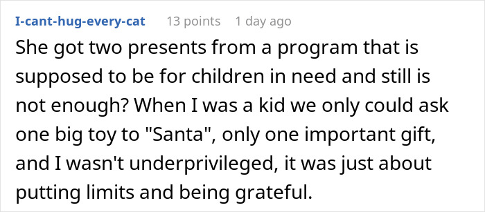 “Sip Some Grow-Up Juice”: Woman Complains About Only Getting 2 Gifts Via Charity, Gets Backlash