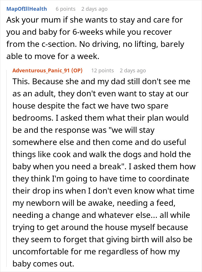 Woman Shares Her Delusional Parents Want Her To Have A C-Section So It Will Fit Their Plans Woman Shares Her Delusional Parents Want Her To Have A C-Section So It Will Fit Their Plans