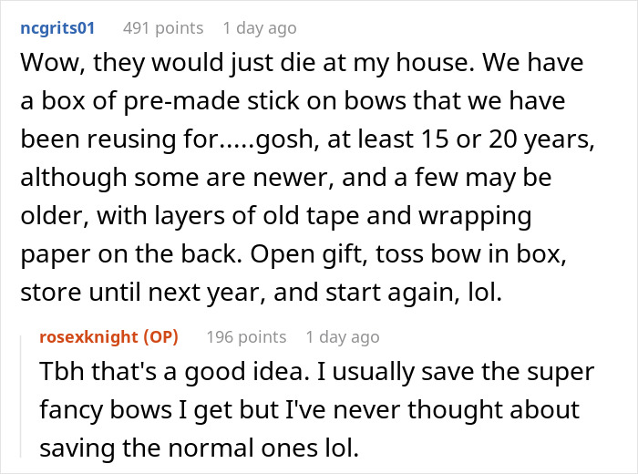 “No One Gets Bows This Year”: Woman Takes Petty Revenge On Entitled SILs “No One Gets Bows This Year”: Woman Takes Petty Revenge On Entitled SILs