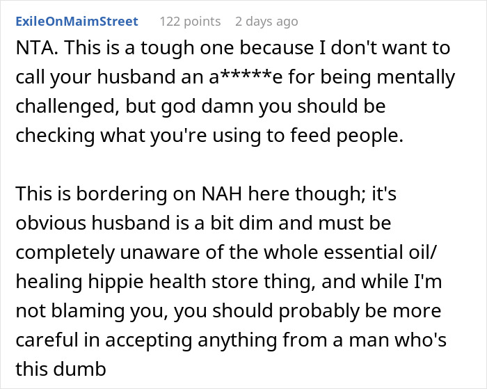 Husband Uses Essential Oil Instead Of Actual Peppermint In Wife’s Gift, She Has A Panic Attack Husband Uses Essential Oil Instead Of Actual Peppermint In Wife’s Gift, She Has A Panic Attack