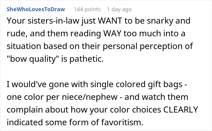 “No One Gets Bows This Year”: Woman Takes Petty Revenge On Entitled SILs “No One Gets Bows This Year”: Woman Takes Petty Revenge On Entitled SILs
