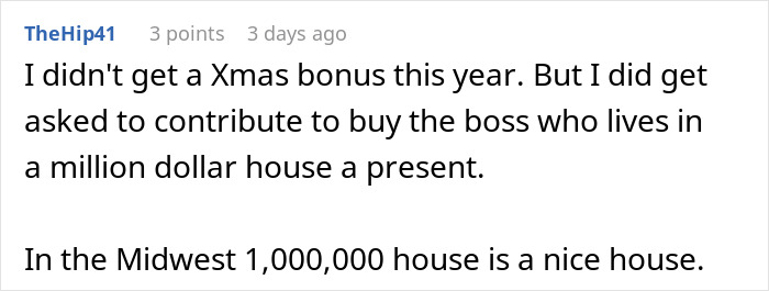 Tone-Deaf Boss Complains About His Holiday Bonus To An Employee Who Got 50 Times Less Tone-Deaf Boss Complains About His Holiday Bonus To An Employee Who Got 50 Times Less