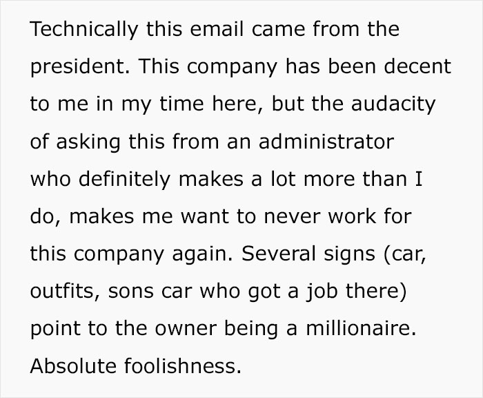Man Gets An Email From Company President Asking To Fund Owner’s Christmas Gift, Goes On A Rant Man Gets An Email From Company President Asking To Fund Owner’s Christmas Gift, Goes On A Rant