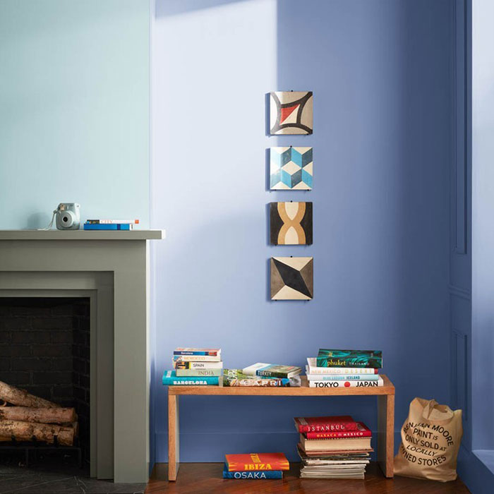 Blue Nova colored wall in a room Blue Nova colored wall in a room