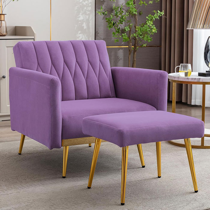 Lavender color arm chain in a room Lavender color arm chain in a room