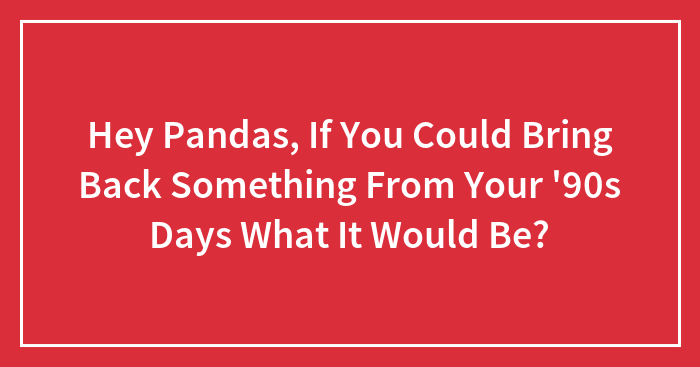 Hey Pandas, If You Could Bring Back Something From Your ’90s Days What It Would Be? (Closed)