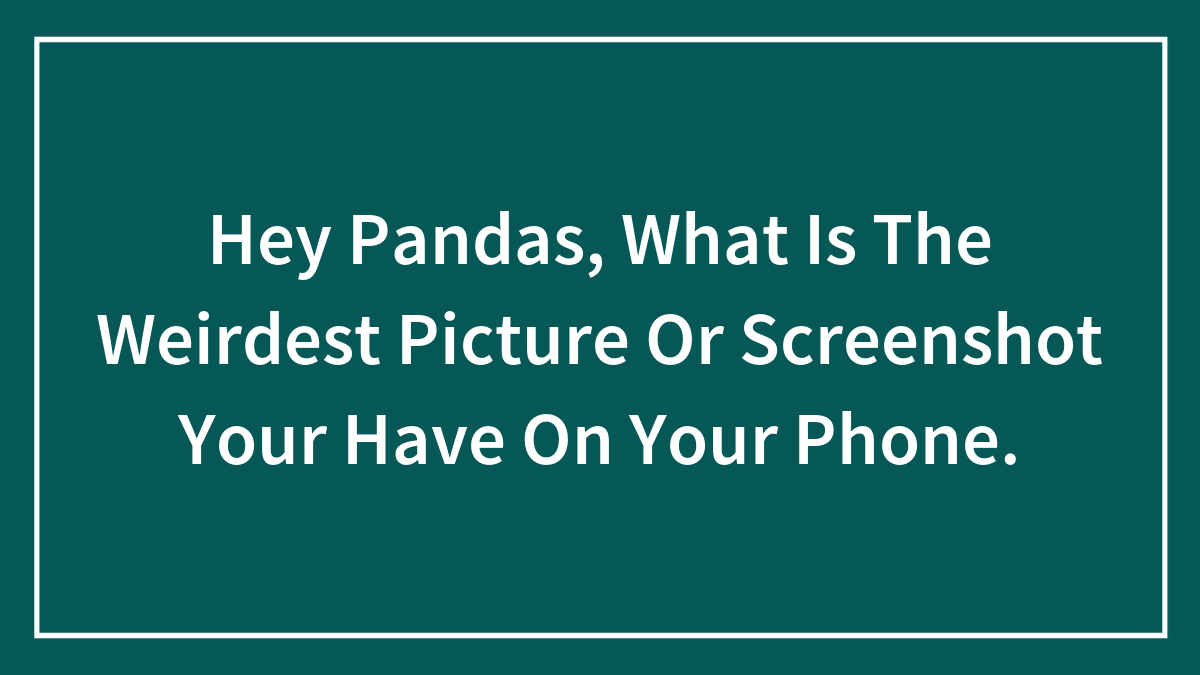 Hey Pandas, What Is The Weirdest Picture Or Screenshot Your Have On Your Phone.