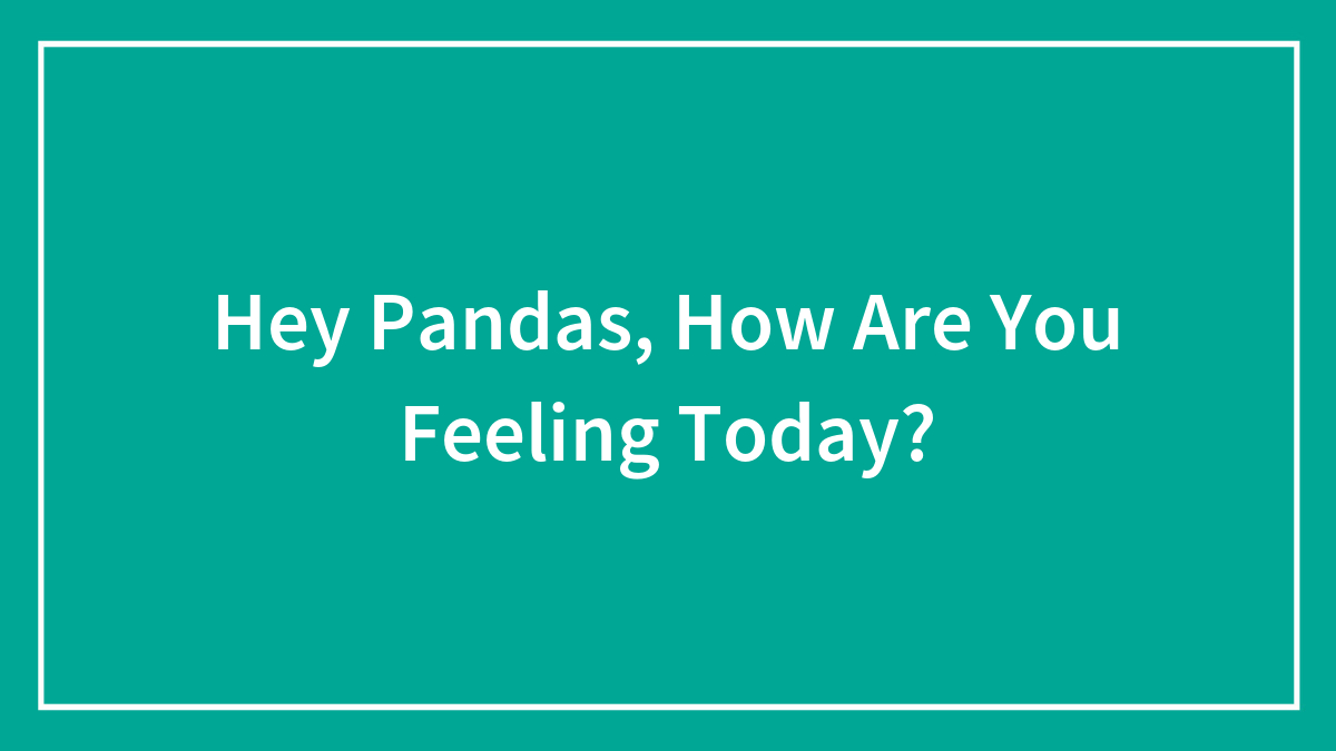 Hey Pandas, How Are You Feeling Today?