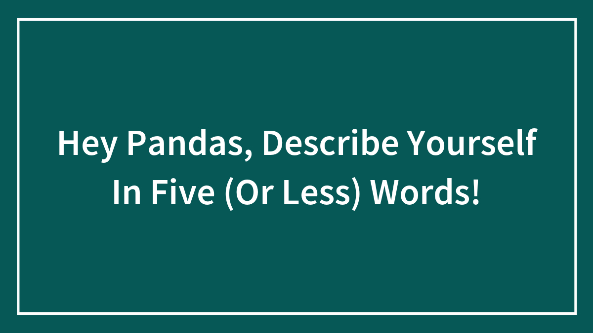 Hey Pandas, Describe Yourself In Five (Or Less) Words!