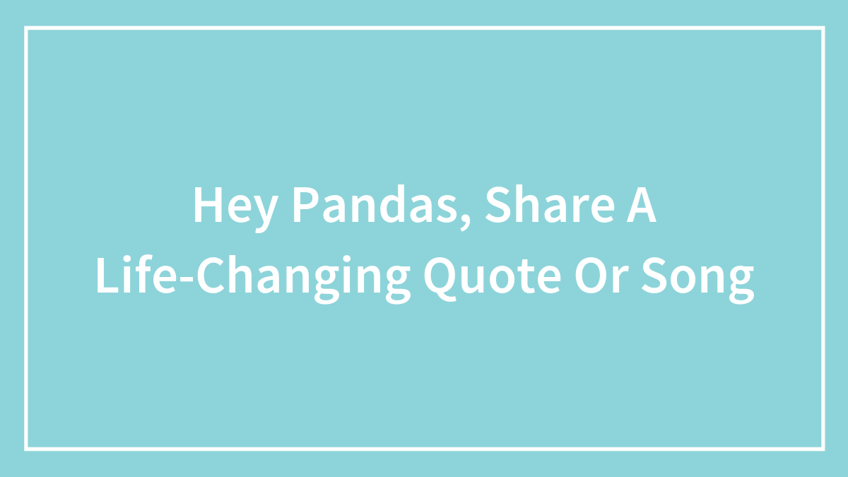 Hey Pandas, Share A Life-Changing Quote Or Song