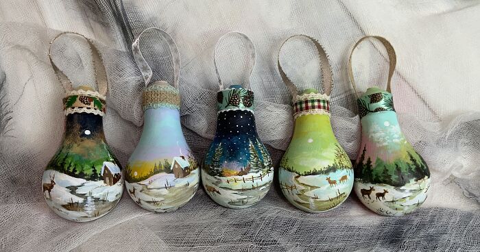 I Continue To Salvage Burnt-Out Light Bulbs And Transform Them Into One-Of-A-Kind Christmas Ornaments (33 Pics)