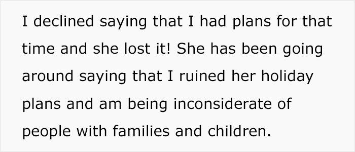 “She Lost It”: Person Refuses To Give Up Their Days Off Just Because They Don’t Have Kids “She Lost It”: Person Refuses To Give Up Their Days Off Just Because They Don’t Have Kids