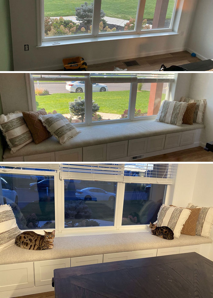 Amateur Dad's DIY Window Bench. Before And After