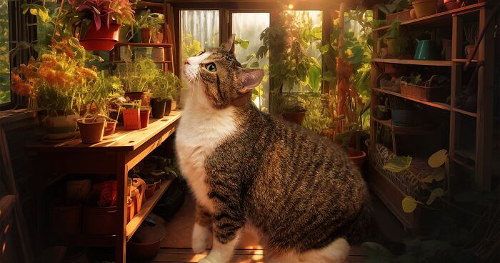 I Am A Photographer Who Created 16 Portraits Of Adoptable Cats Living In Their Dream Houses In Photoshop