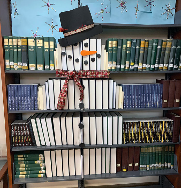 Local Library Made This Snowman Out Of Books