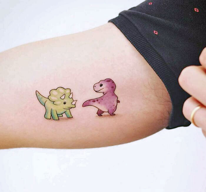 Watercolor Dinosaur Tattoo