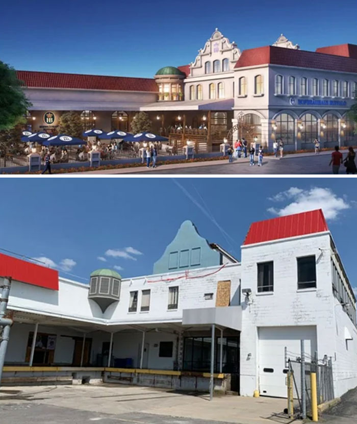 This Is A Building Concept For A Hofbräuhaus (German Beer Garden-Type Restaurant Chain) In Buffalo, But Failed To Be Built Correctly Or Finished At All