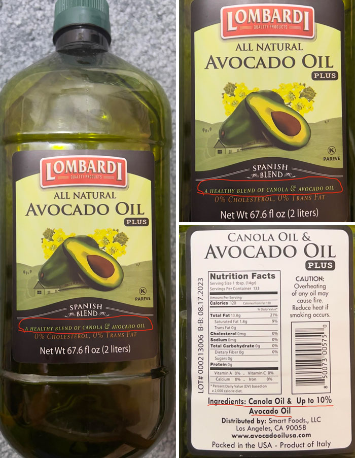 This "Avocado Oil" That My Sister Mistakenly Bought Is Actually >90% Canola Oil