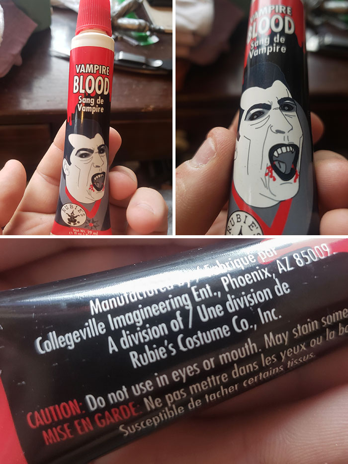  Fake Blood That's Unsafe For The Mouth Is Advertised On Mouth On The Package