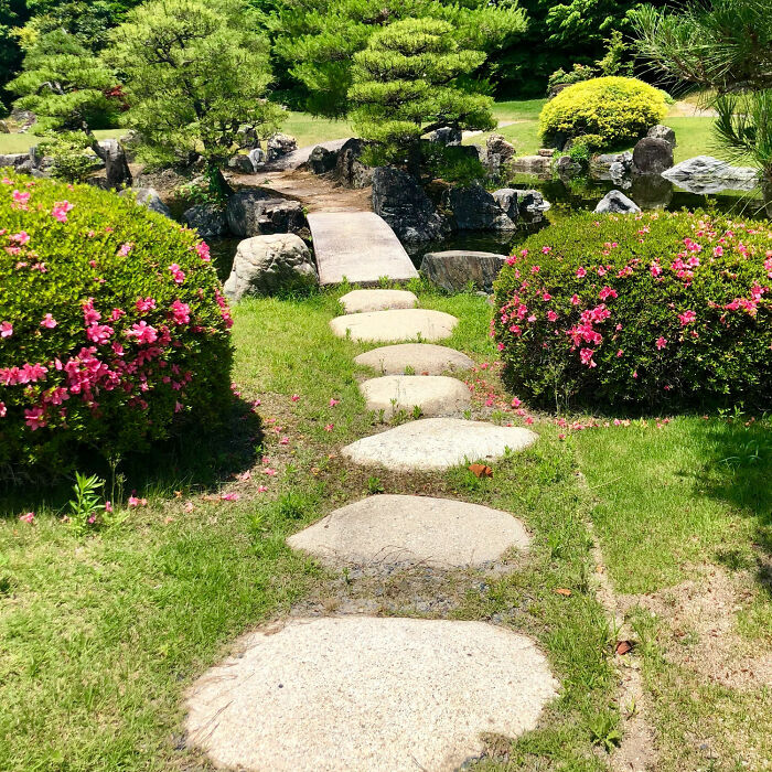Stone pathway in front yard