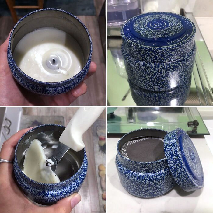 Pro Tip: Freeze Your Old Candles For A Couple Hours To Easily Remove Excess Wax And Repurpose