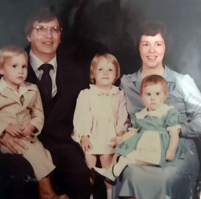Let Me Throw My Hat Into The Ring For Whitest Family Ever. Circa 1983. I’m The Kid In Dad’s Lap. And, Yes, That Is A Baby Leisure Suit I’m Wearing