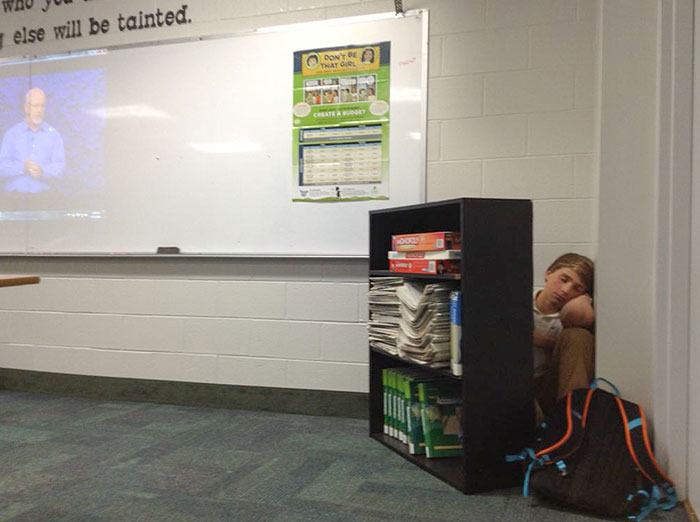Some Kid Hid Behind A Bookshelf And Fell Asleep During The Video In My Personal Finance Class