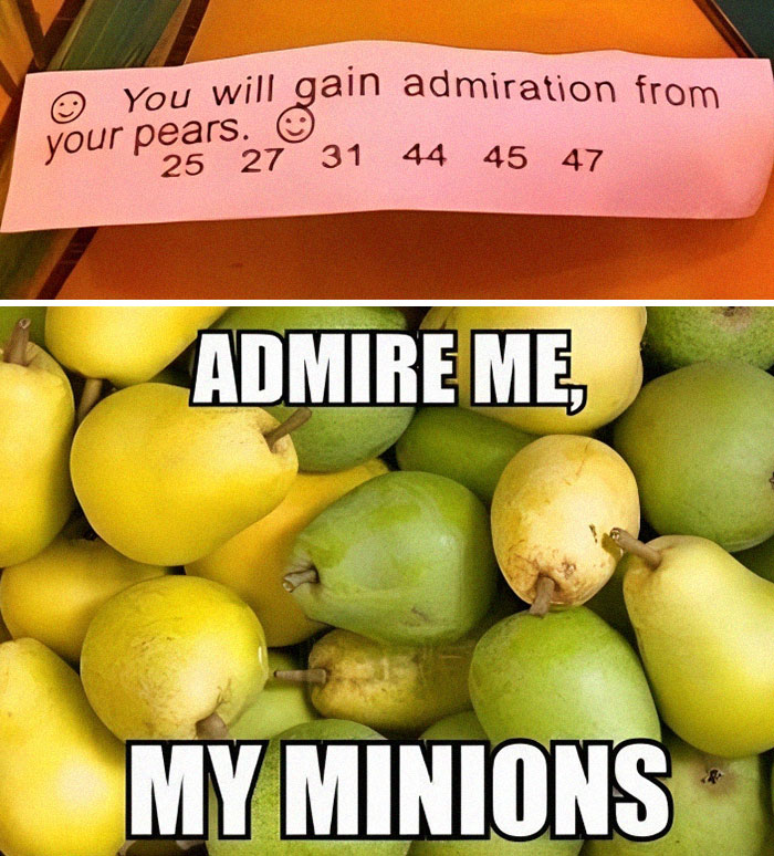 Fortune Cookies: "You Will Gain Admiration From Your Pears."