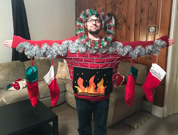 My Friend Just Won $100 At His Job's Ugly Sweater Contest