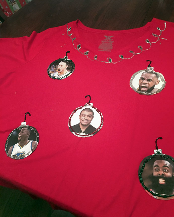 We Had An Ugly Christmas Sweater Contest, And This Was My Homemade One