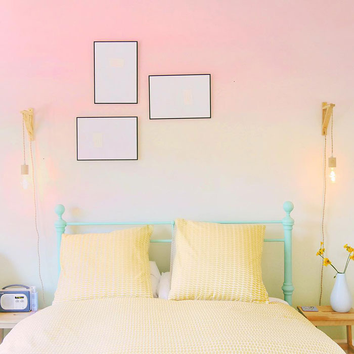 Ombre style bedroom wall.
