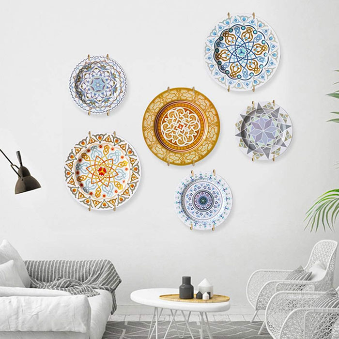 Gallery of plates on the wall.