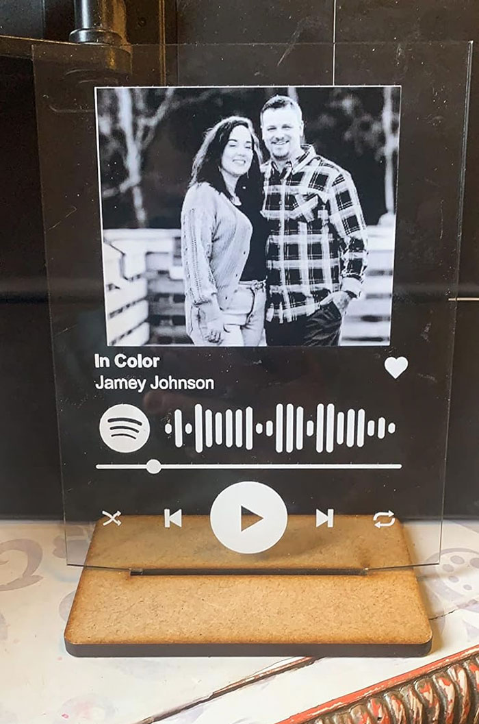 Personalized Acrylic Spotify Plaque: It's a modern take on mixtapes and a throwback to when you listened to that special song for the first time together. 