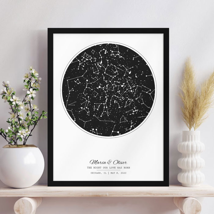 Custom Star Map By Date: Capturing the celestial beauty from a cherished moment in your relationship - because nothing says 'I love you' like gifting your shared universe.