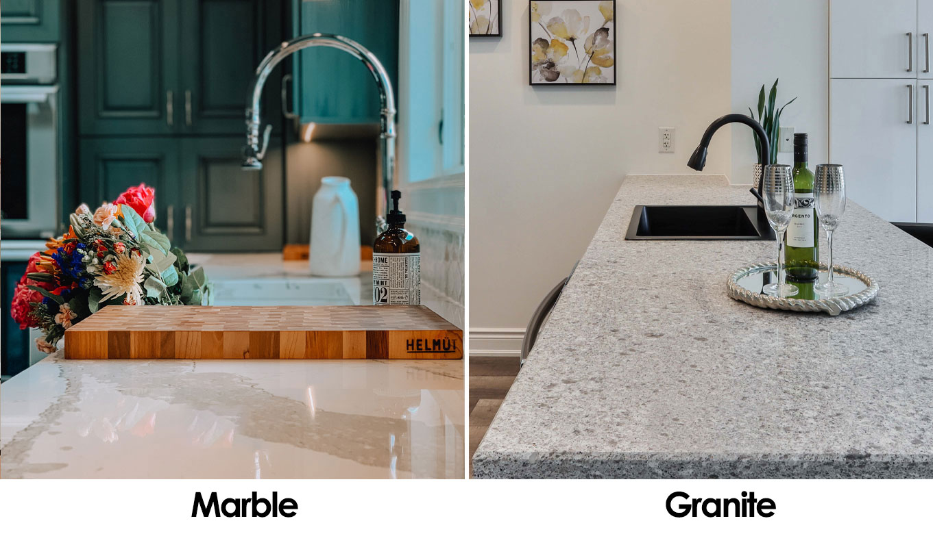 A comparison of marble and granite countertops