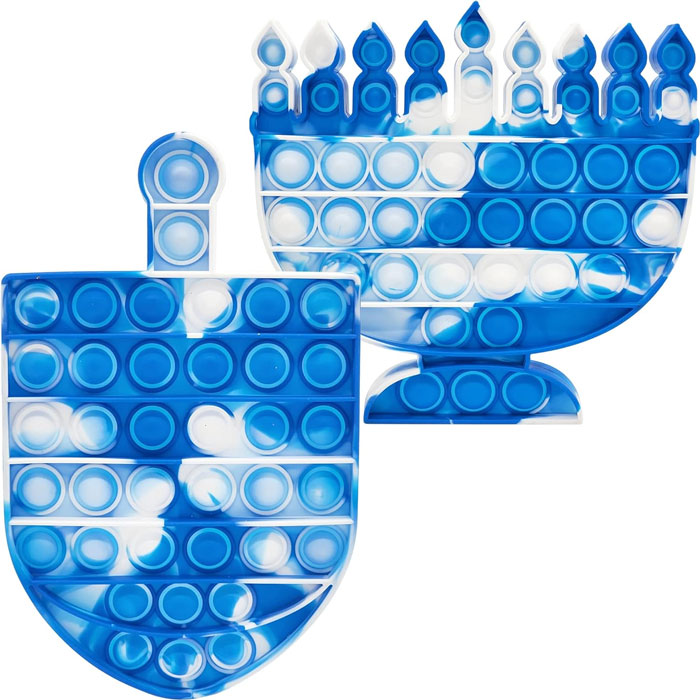 Hanukkah Dreidel Poppit: Perfect for keeping kids entertained, melting away your anxiety, and adding a cool, endlessly reusable addition to your Hanukkah fun, just like popping good ol' bubble wrap!