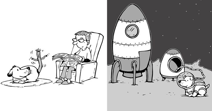 22 Wordless One-Panel Comics Featuring Dogs By Karlo Ferdon