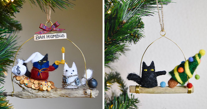 I Make Mini Cat Ornaments For Festive Trees, And Here Are 31 Of The Best