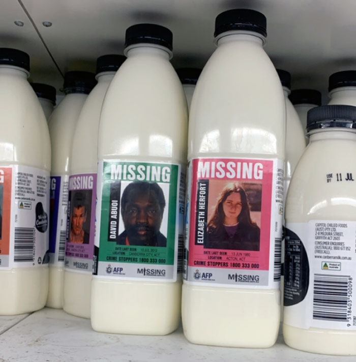 Australia Is Now Doing Missing Persons On Milk Bottles