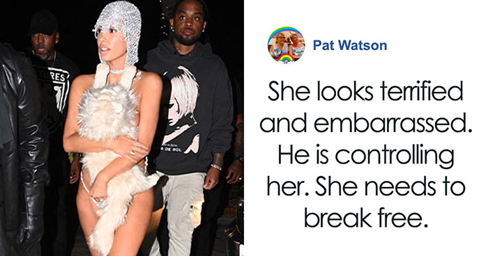 Bianca Censori Makes Heads Turn Again In Miami, Wearing A Tiny Silver String Ensemble With A Fake Cat