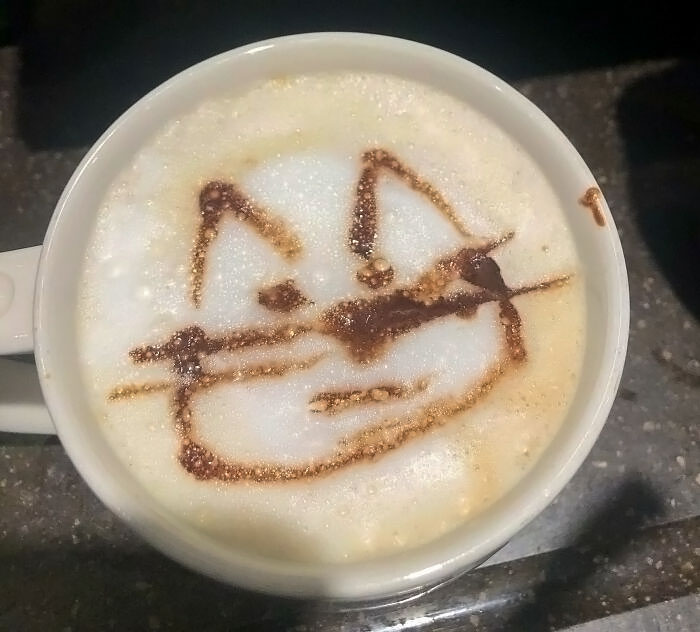 I Know This Latte Isn’t Beautiful But It Makes Me Happy. It’s My First Attempt At Doing Any Kind Of Art Thing