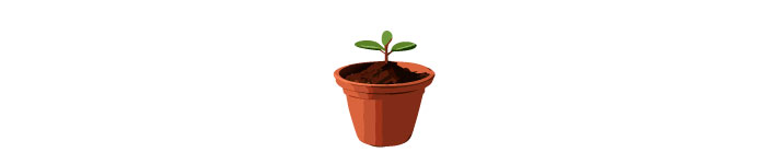 illustrated pot with a green plant in it