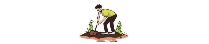 illustrated man with a shovel