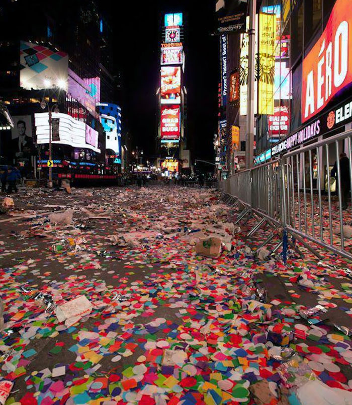 La basura que queda en Times Square tras celebrar el Año nuevo