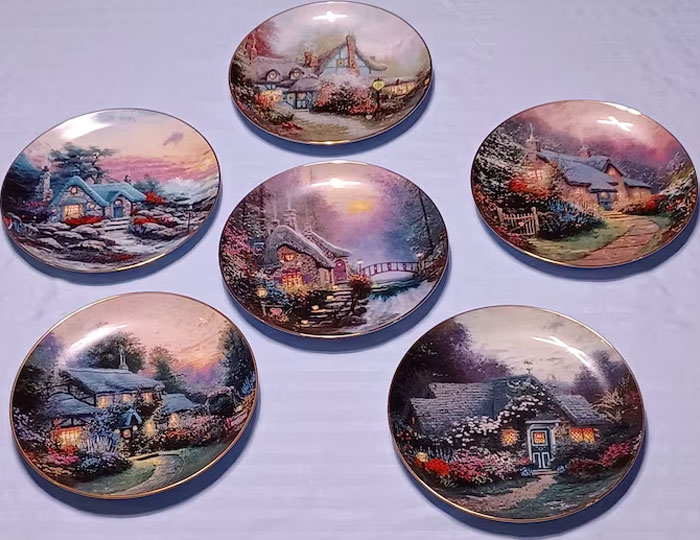 Your Grandmother Decorating Her Home For The Holidays Using Christmas Scene Plates From Either Thomas Kinkade Or Franklin Mint