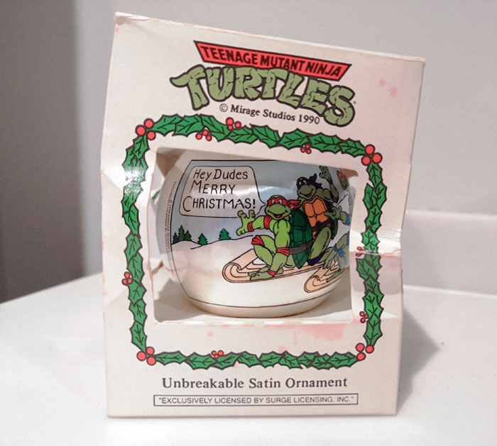 My Husband Still Has His Teenage Mutant Ninja Turtles Christmas Decorations From 1990, Complete With A Box
