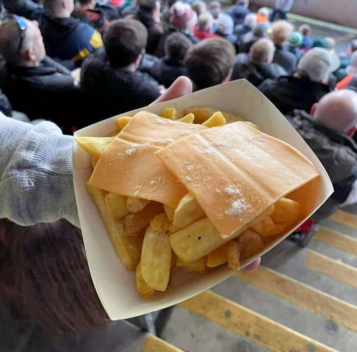 I Paid $5.50 For These Cheesy Chips At A Football Match