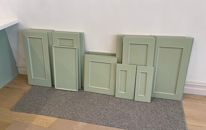Painted cabinets’ parts drying